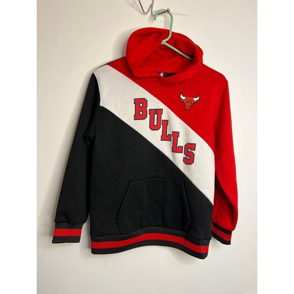 NBA Chicago Bulls Hoodie Kids Youth Large 14-16 Red/Gray/Black Colorblock L/S - Picture 7 of 12